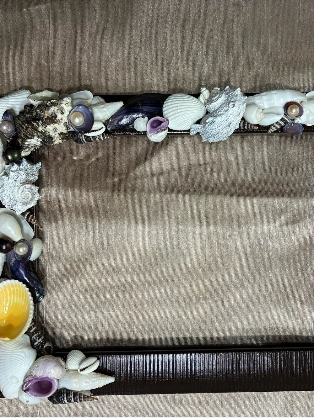 Unique Handmade Seashell Decorative Photo Frame - Brown with Beautiful Accents